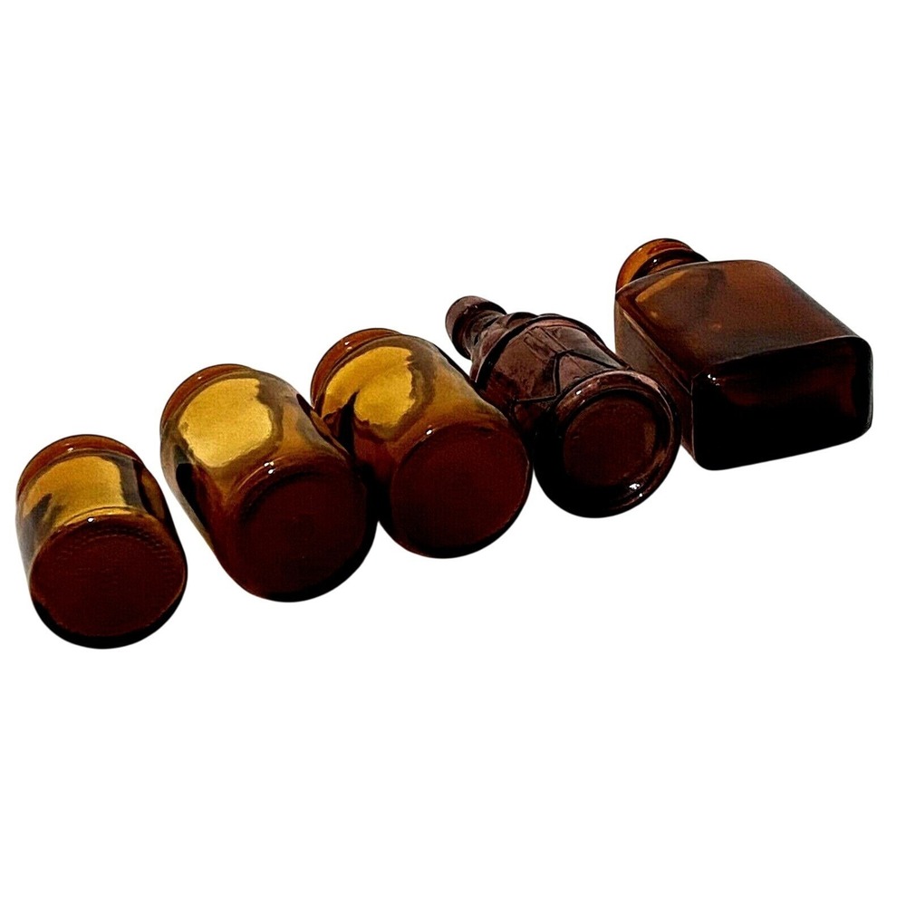Vintage Mini Brown‎ Purple Glass Jars Bottles Lot of 5 Home Decor DIY Crafting - Picture 2 of 6
